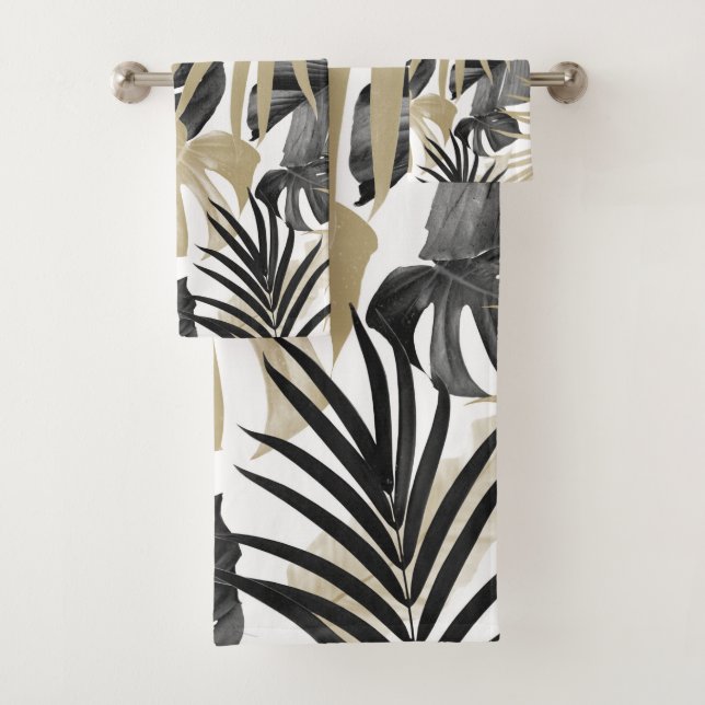 Tropical Jungle Leaves Pattern #14 #tropical #art  Bath Towel Set (Insitu)