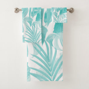 Tropical Jungle Leaves Pattern #15 #tropical #art  Bath Towel Set