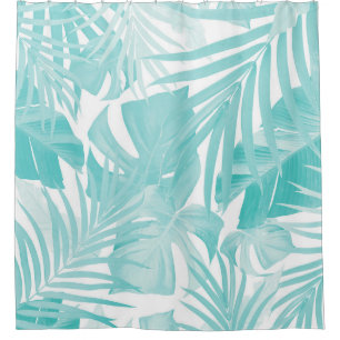 Tropical Jungle Leaves Pattern #15 #tropical #art  Shower Curtain