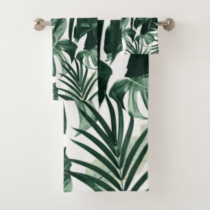 Tropical Jungle Leaves Pattern #4 Bath Towel Set