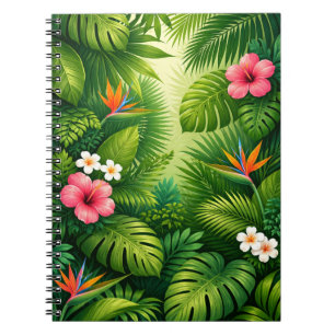 Tropical Jungle Leaves Pattern Notebook