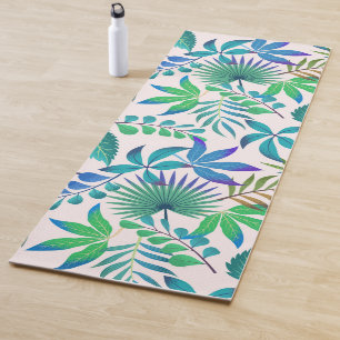 Tropical jungle leaves pattern yoga mat