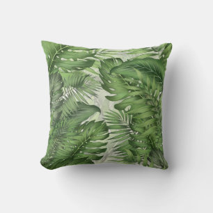 Tropical jungle leaves: seamless floral background cushion