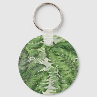 Tropical jungle leaves: seamless floral background key ring