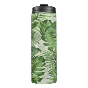 Tropical jungle leaves: seamless floral background thermal tumbler