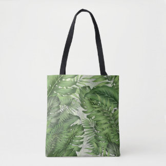 Tropical jungle leaves: seamless floral background tote bag