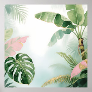 Tropical Jungle Leaves Watercolor Poster