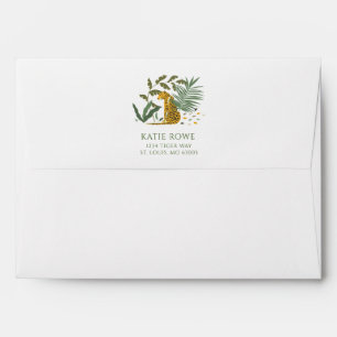 Tropical Jungle Leopard Return Address Envelope