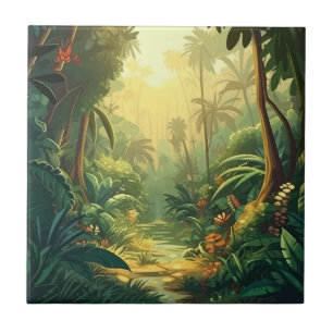 tropical jungle lush exotic vegetation nature plan ceramic tile
