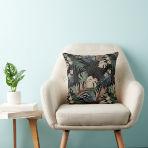 Tropical Jungle Night Leaves 13 - Repeating Cushion