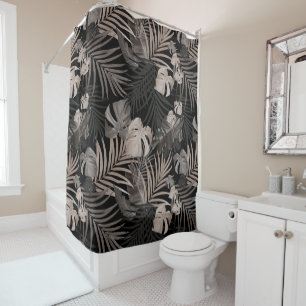 Tropical Jungle Night Leaves 8 - Repeating Shower Curtain