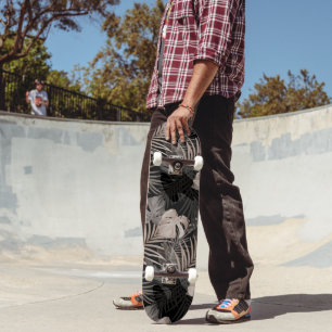 Tropical Jungle Night Leaves 8 - Repeating Skateboard