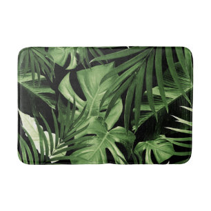 Tropical Jungle Night Leaves Pattern #5 Bath Mat