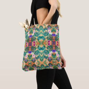 tropical jungle painting tote bag