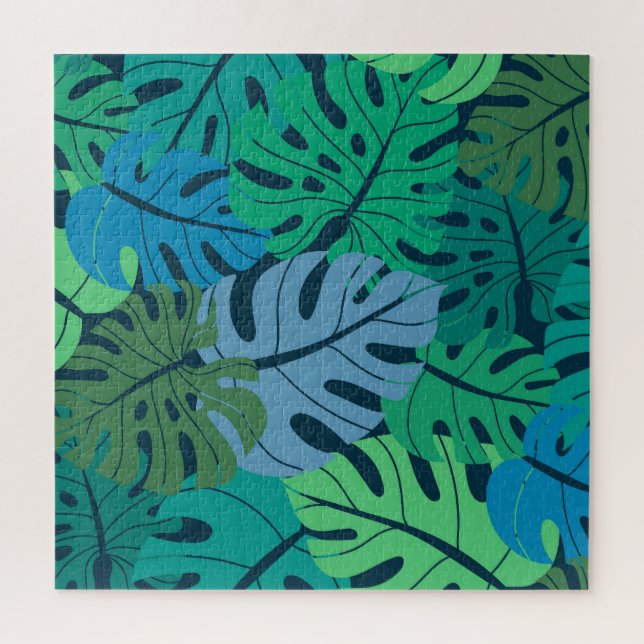 Tropical Jungle Palm Seamless Pattern Jigsaw Puzzle (Vertical)