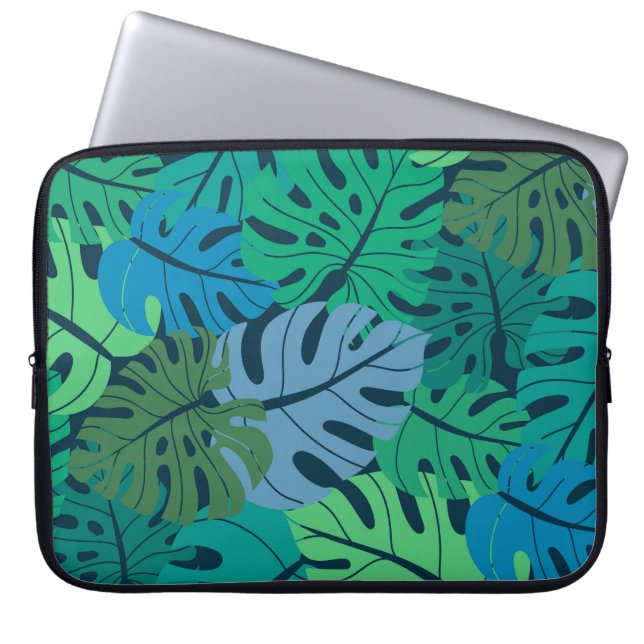 Tropical Jungle Palm Seamless Pattern Laptop Sleeve (Front)