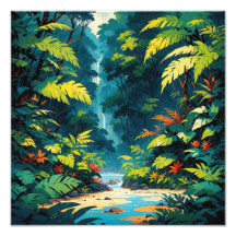Tropical Jungle Paradise  Lush Waterfall Landscape