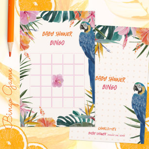 Tropical Jungle Parrot Baby Shower Bingo Game