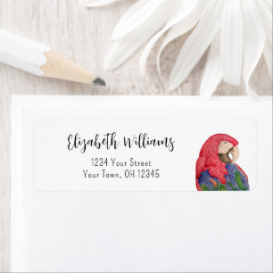 Tropical Jungle Parrot Drawing Return Address Label