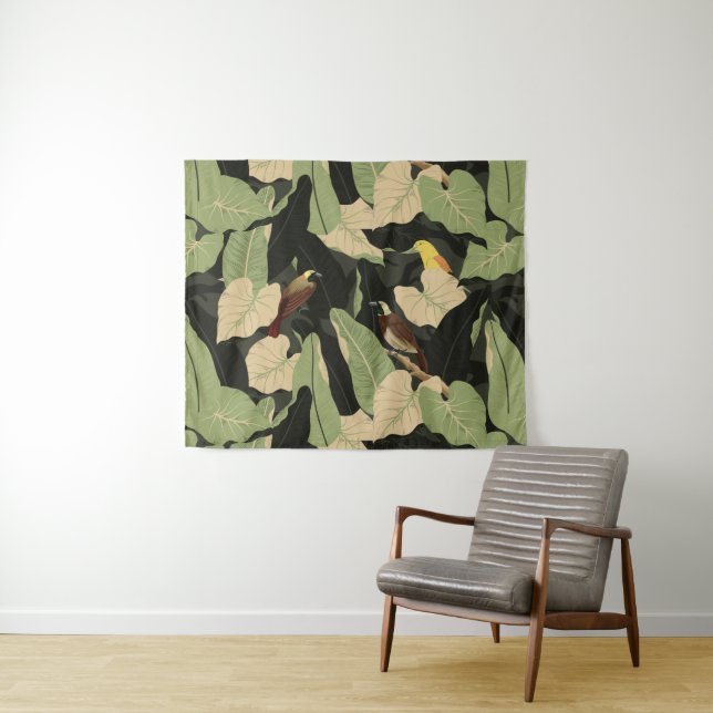 Tropical Jungle Parrot Toucan Birds Tapestry (In Situ (Horizontal))