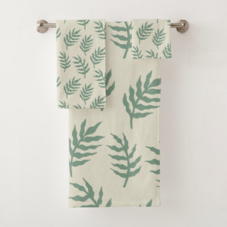 Tropical Jungle Rainforest Fern Leaves Pattern Bath Towel Set