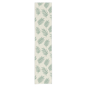 Tropical Jungle Rainforest Fern Leaves Pattern Short Table Runner