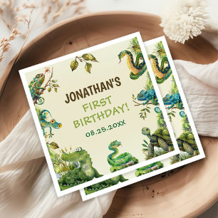 Tropical Jungle Reptile Kids Birthday Party Napkin