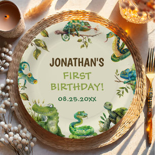 Tropical Jungle Reptile Kids Birthday Party Paper Plate