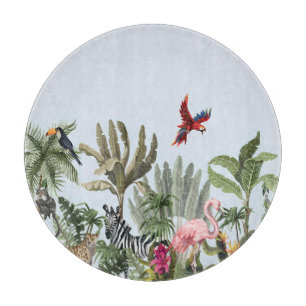 Tropical Jungle Round Area Rug - Wildlife  Cutting Board