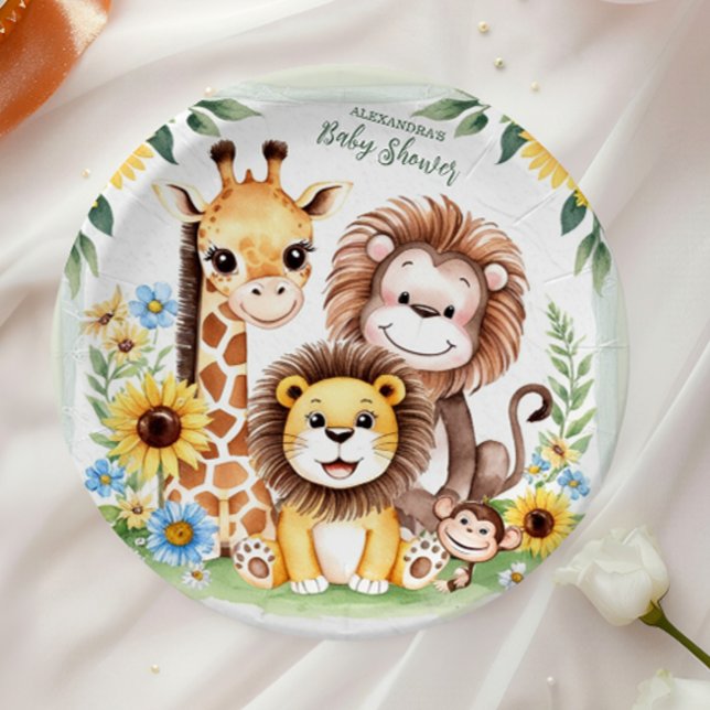 Tropical Jungle Safari Animals Baby Shower Paper Plate (Creator Uploaded)