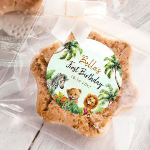 Tropical Jungle Safari Animals Birthday Classic Round Sticker