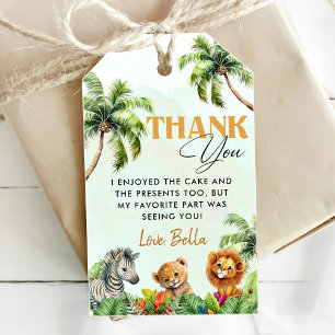 Tropical Jungle Safari Animals Birthday Gift Tags