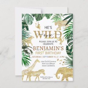 Tropical Jungle Safari Animals Birthday Postcard