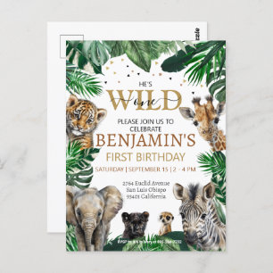 Tropical Jungle Safari Animals Birthday Postcard