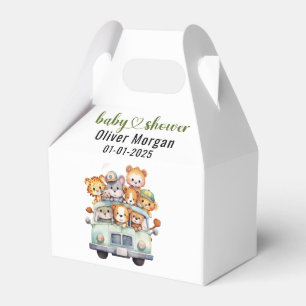 Tropical Jungle Safari Animals Boy Baby Shower Favour Box