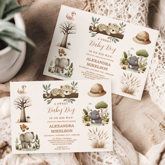 Tropical Jungle Safari Animals Boy Baby Shower  Invitation (Creator Uploaded)