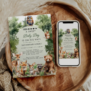 Tropical Jungle Safari Animals Boy Baby Shower Invitation