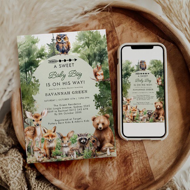 Tropical Jungle Safari Animals Boy Baby Shower Invitation (Creator Uploaded)