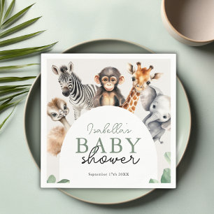 Tropical Jungle Safari Animals Boy Baby Shower Napkin