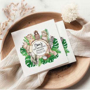 Tropical Jungle Safari Animals Boy Baby Shower Napkin