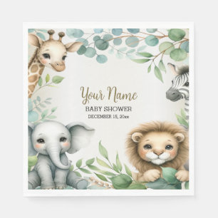 Tropical Jungle Safari Animals Boy Baby Shower Napkin