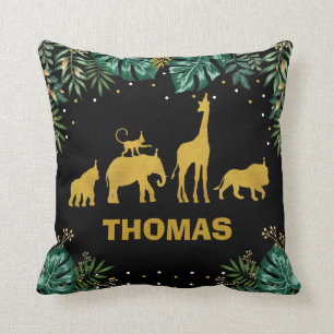Tropical Jungle Safari Animals Boy Nursery Decor Cushion