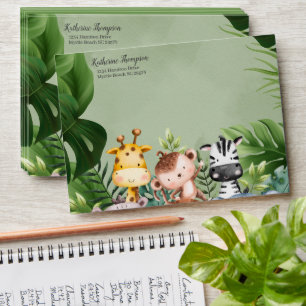 Tropical Jungle Safari Animals  Envelope