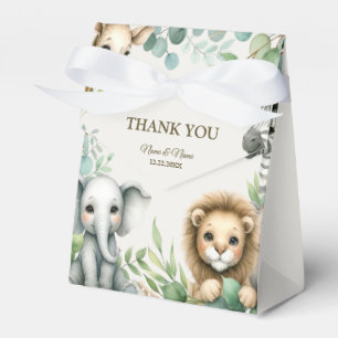 Tropical Jungle Safari Animals Green Leaves Party Favour Box