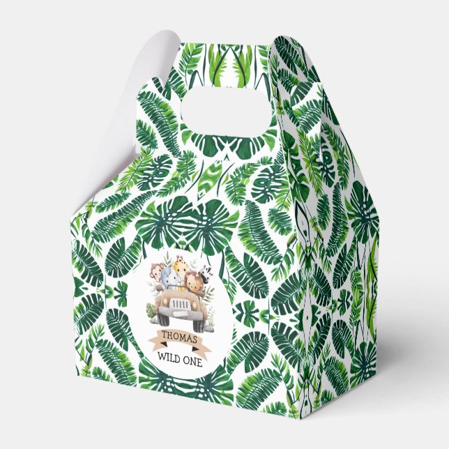 Tropical Jungle Safari Animals Party Favour Box (Front Side)