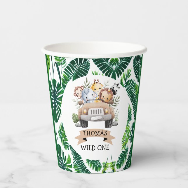 Tropical Jungle Safari Animals Party Paper Cups (Back)