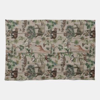 Tropical Jungle Safari Animals Pattern Tea Towel