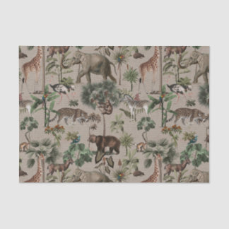 Tropical Jungle Safari Animals Pattern Tissue Paper