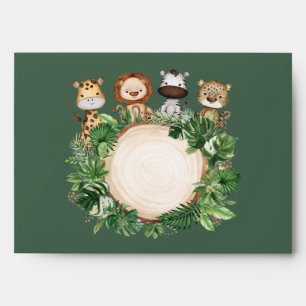 Tropical Jungle Safari Baby Animals Return Address Envelope