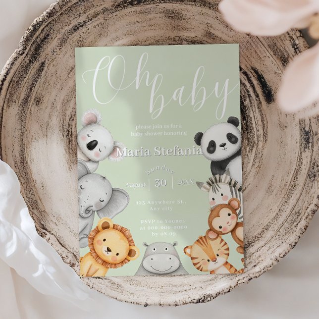 Tropical Jungle Safari Baby Shower Animals  Invitation (Creator Uploaded)